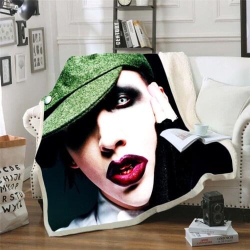 Singer Marilyn Manson 3d Printed Fleece Blanket for Beds Thick Quilt Fashion Bedspread Sherpa Throw Blanket Adults Kids 06