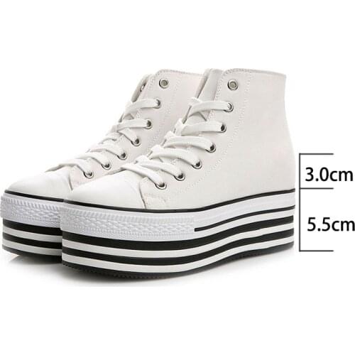 Krasovki New Canvas Shoes Lace Up High Top Fashion Breathable Casual Thick Bottom Womens Shoes Platform Round Toe Womens Shoes