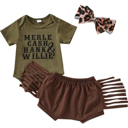 Summer Newborn Infant Girls Clothes Sets Kids Fashion Toddler Outfits Romper T Shirts Tops + Tassels Bow Shorts 8M to 3 Years