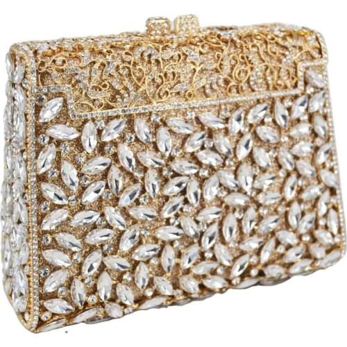 Fashion Deluxe Boutique Crystal Bags Women Party Purse Golden Purple Green Wedding Bridal Evening Bags Handbags SC452