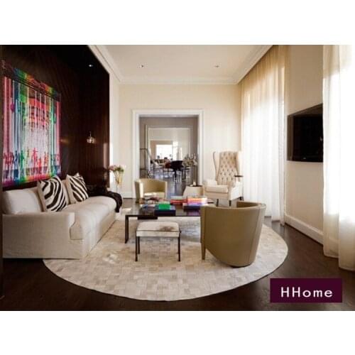 Fashionable art carpet 100% natural genuine cowhide leather bath mat