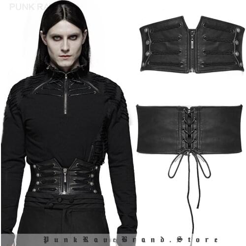 PUNK RAVE Mens Punk Style Handsome Corset Gothic Stage Perform Party Girdle Clothes Accessories Men Wide Waist Belts