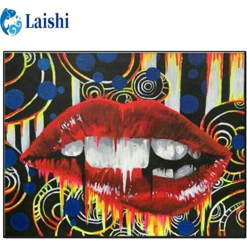 DIY Abstract doodle lips Diamond Painting Full Square/Round Drill Diamond Embroidery Cross Stitch Rhinestone Mosaic Home Decor