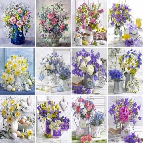 GATYZTORY 60x75cm Painting By Numbers For Adults Flowers DIY Picture By Numbers On Canvas Frameless Home Decor Unique Gift