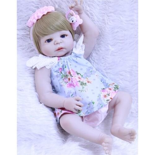NPKCOLLECTION bebe 55cm Full Silicone Reborn Girl Baby Doll Toys Lifelike Newborn Princess Babies Doll Birthday Gift Bathe Toy
