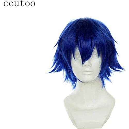 Ccutoo Tokyo Ghoul Kirishima Ayato 12" Blue Short Fluffy Layered Synthetic Mens Hair Cosplay Costume Wigs Heat Resistance Fiber