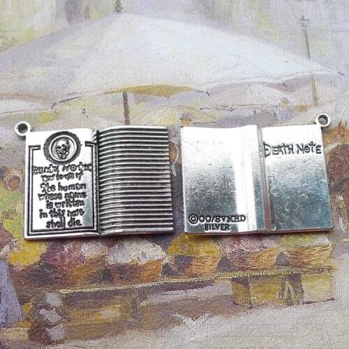 4pcs/Lot 35x25mm Antique Silver Color Book Death Note Charms Pendant For Jewelry Making DIY Jewelry Findings