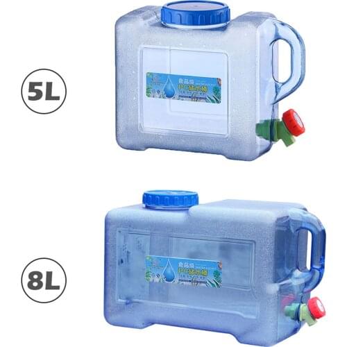 5/8L Car Portable Handheld Water Container PC Outdoor Self-Driving Tour With Faucet Camping Square Barrel Plastic Storage Bucket