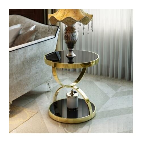 Postmodern light luxury sofa rounded corner a few hong kong-style model room phone a few stainless steel small tea table a few p