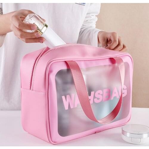 PVC Transparent Makeup Bag Women Wash Bag Travel Organizer Large Capacity Cosmetic Storage Bag Hand Clear Bags Neceser 2020