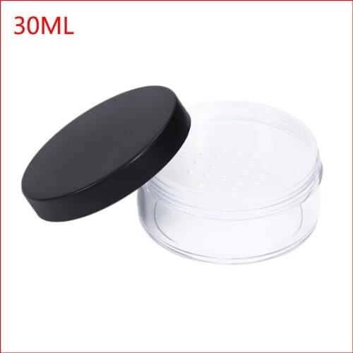 30ml Plastic Clear Reusable Empty Loose Powder Box Makeup Cosmetic Container Cosmetic Jar Travel Pot With Black Cap 200pcs/lot