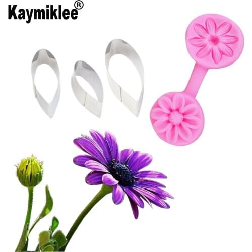 Gerbera Daisy Flower Petal Veiner &Cutter Silicone Mould Cake Decorating Tools ,Gumpaste Sugarcraft Fondant Mold CS350