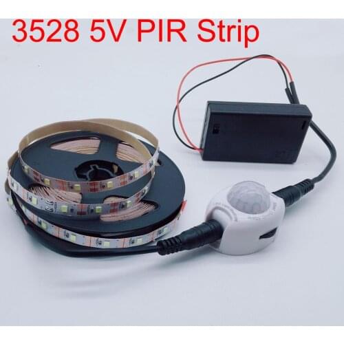 LED Motion Sensor Cupboard Wardrobe Bed lamp Under Cabinet Night light Flexible LED Strip 5V Tape US EU Power Supply