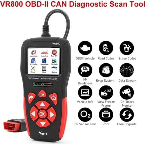 Vgate VR800 OBD2/EOBD Code Reader Scanner CAN Diagnostic Scan Tools I/M Work With OBDⅡ Standard Multi-language PK KW850 ELM327
