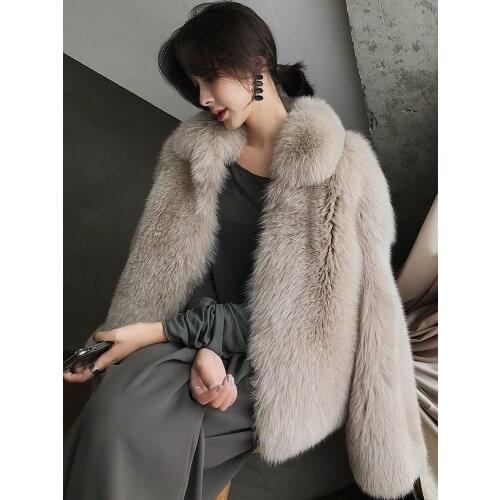 Real Autumn Winter Coat Women Double-faced Fox Fur Jacket Korean Short Jackets Vintage Coats Manteau Femme Hiver MY952