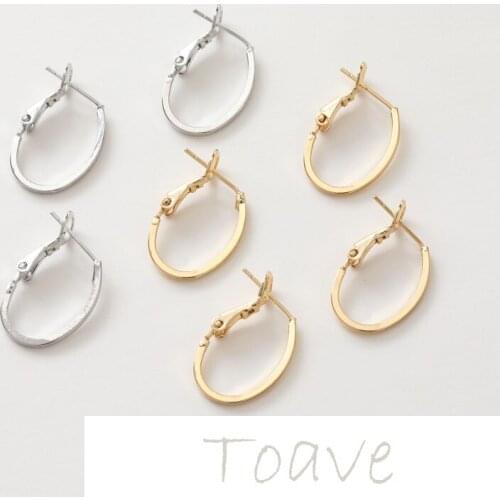 Gold-clad copper plated real gold oval earrings earrings spring earrings earrings diy material accessories