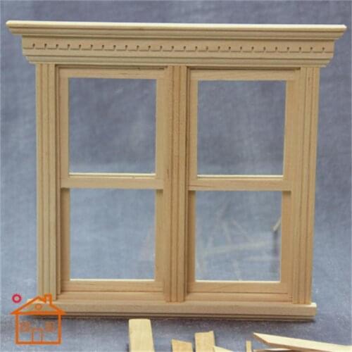 1:12 dollhouse miniature Double Sliding Sash Window Wooden doll furniture