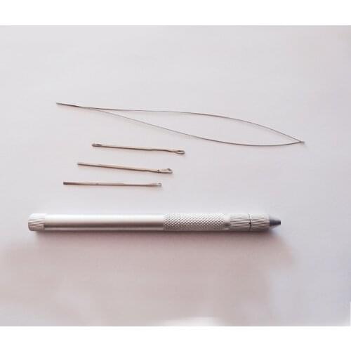 1Pcs Wholesale Metal Lace Wig Making Ventilation/Handle Pulling/Weaving Needles Micro Ring Loop Threader for Hair Extension Tool