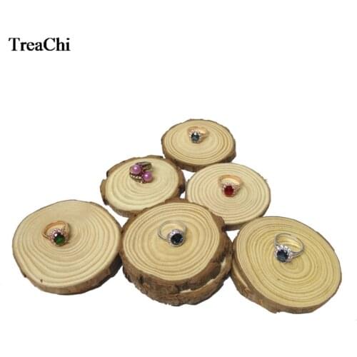 10Pcs Ring Earring Jewelry Display Holder Organizer Unfinished Natural Round Wood Slices Circles With Tree Bark DIY Art Craft