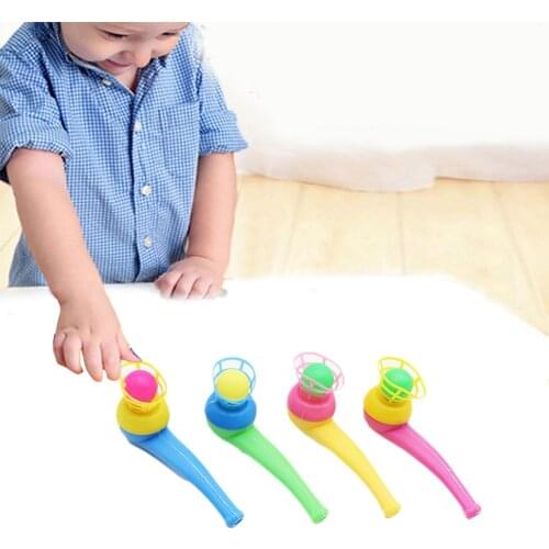 12Pcs Random Color Suspended Blow Pipe Blow Ball Rod Board Game for Children Balance Training Floating Blowing Ball Toy