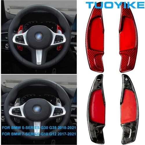 Real Forged Carbon Fiber Car Steering Wheel Paddle Shifter Extension Auxiliary For BMW 5/7-Series G30 G38 G10 G12 GT5 2018-2021
