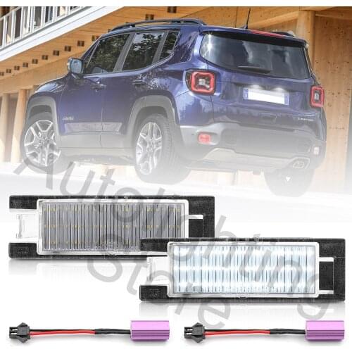 2pcs Error Free Led License Number Plate Lamp Light For Jeep Renegade BU/520 B1 Sport Latitude Altitude Limited Trailhawk 15-21