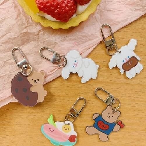 Cute Little Bear Keyring Lovely Bunny Puppy Pendant Keychain Jewelry Women Girl Car Bag Key Chains Kids Toy Keyfob Gifts