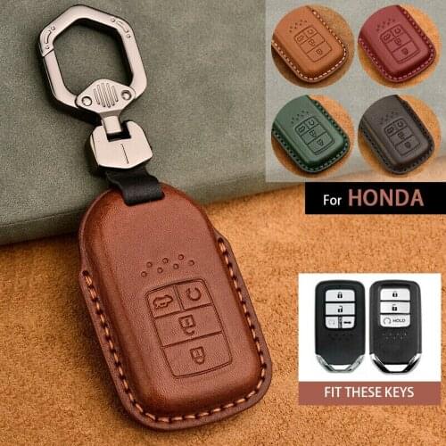 Genuine Leather For Honda Civic r HR-V CRV Odyssey Accord 2013-2017 TPU Black Car Styling Remote Smart Key Cover Fob Case Shell