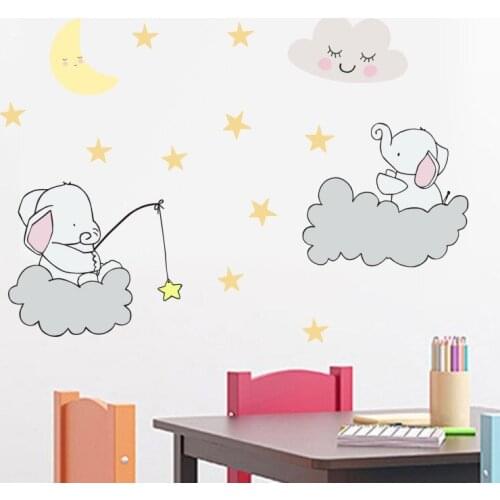 DIY Lovely Elephant Kids Room Decoration Wall Sticker Creative Animal Pictures for Baby Bedroom Nursery Wall Art Poster