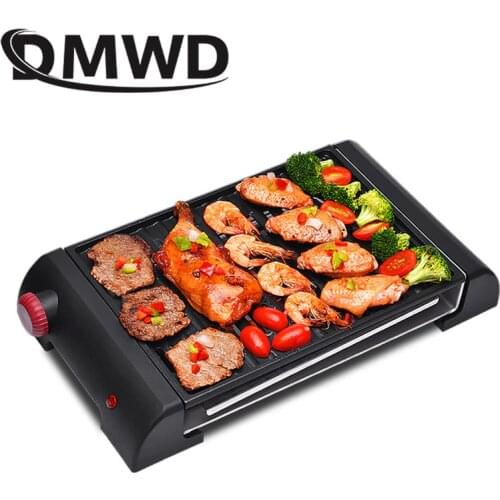 DMWD Smokeless Electric BBQ Grill Non-Stick Pan Stove Electric Griddle Barbecue Temperature Control Household Outdoor Cooking EU