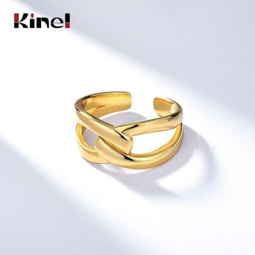 Kinel Hot Brand Pure Silver 925 Jewelry Women Punk Rings for Women Rock Hip-hop 18K Real Gold Plated Anillos