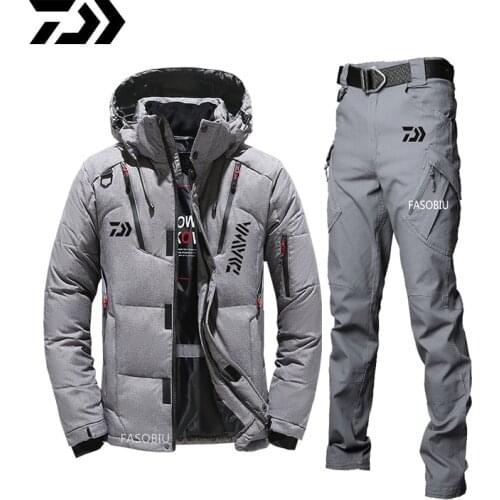 Daiwa Suit for Fishing Jacket Waterproof Windproof Warm Thick Pants Fishing Clothes Sports Fishing Suit Winter Men Fishing Wear