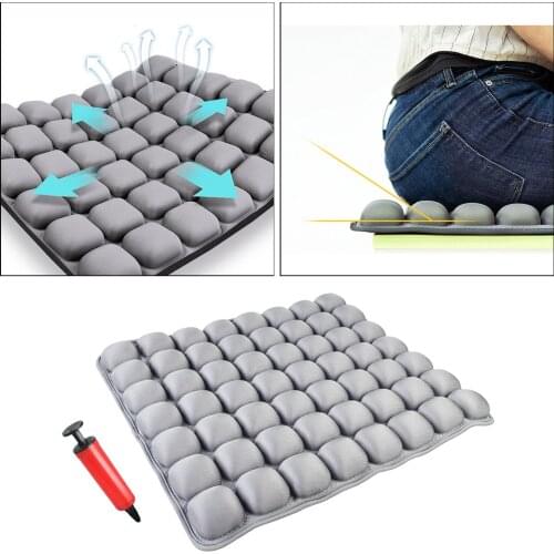 Inflatable Seat Cushion Cover Air Chair Pad Breathable for Home Travel Car Air Cushion Wheelchair Mat with Inflatable Pump