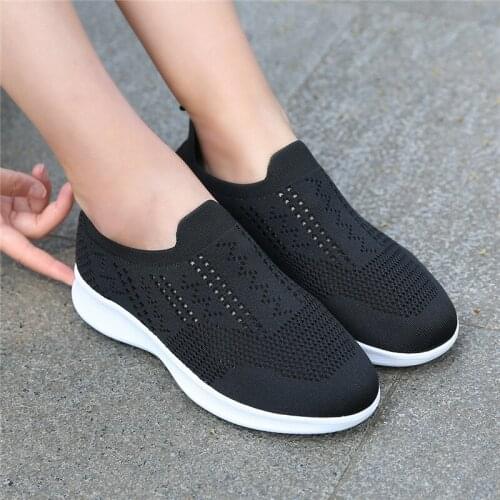 Sneakers Women Flats Shoes Summer Breathable Flying Weaving Casual Shoes Woman Slip-on creepers moccasins Ladies Shoes