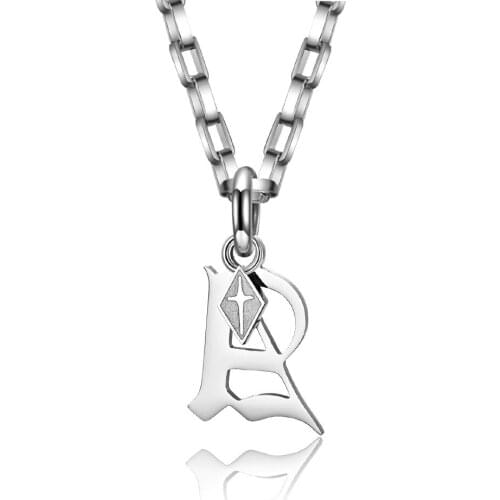 Trendy Stainless Steel 26 Alphabet Necklaces Double-Layer Cross Last Name Pendant Necklace for Men Boy Fashion Jewelry Gift