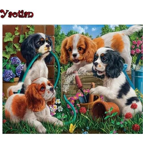 Mosaic Full Embroidery Cavalier King Charles Spaniel Picture Of Rhinestones 5D DIY Diamond Painting For Living Room Decor