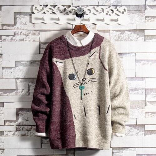 Japanese Autumn and Winter Loose Youth Brushed and Thick Warm Sweater Mens New Korean-Style Bottoming Sweater