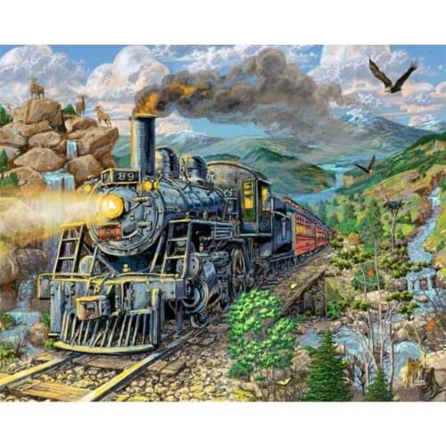 DIY Diamond Embroidery Retro Steam Train Diamond Painting Cross Stitch Kits Full Drill Square Diamond Embroidery Wall Painting