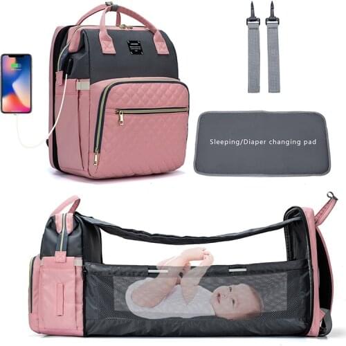 New Diaper Bags Crib Design Mummy Bag Waterproof Fabric Nappy Backpack Changing Pad Hooks For Maternity baby bags for mom