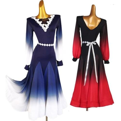 New Modern Ballroom Dance Competition Dresses Female Long Sleeve Standard Dance Clothes Waltz Dance Custom Made Clothes DQL5184