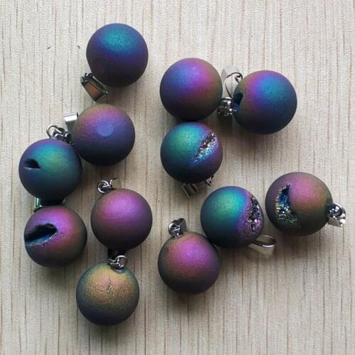 Wholesale 10pcs/lot 2019 new fashion natural stone multicolour onyx ball shape pendants charms fit jewelry making free
