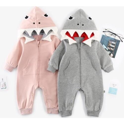 Autumn New Cartoon Baby Long Sleeve Cap Baby Clothes Zipper Creeping Suit Baby Rompers