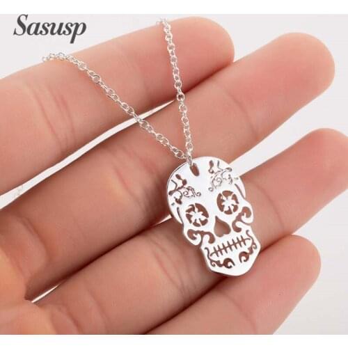 Punk Skull Necklace Pendant For Men Women Gothic Jewelry Boy Gift Stainless Steel Pentagram Satan Fork Demon Eye Neck Chain Gift