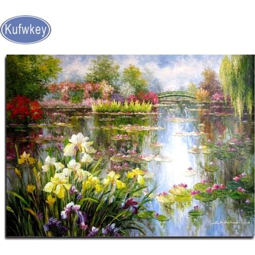 100% Square/round Diamond painting"Water Lily Pond"mosaic Diamond picture Full 5d diamond Embroidery sale,home decor new hot art