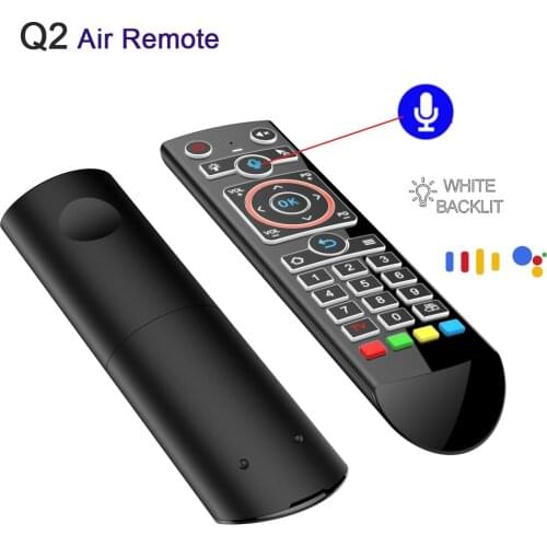 New Q2 Wireless Fly Air Mouse IR Learning 2.4G Smart Voice Remote Control Backlit Voice For X96 Max Plus X96Q Android TV Box