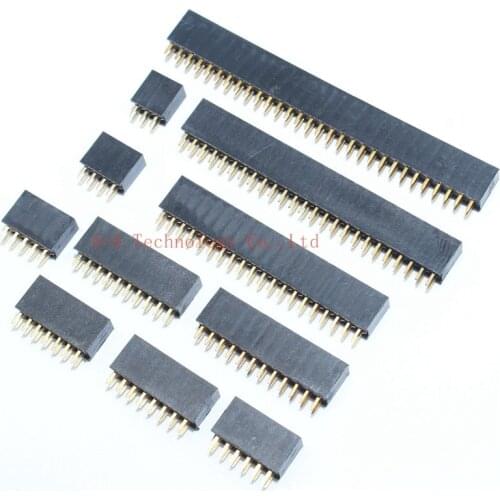 10PCS Double Row Pin Female Header Socket Pitch 2.54mm 2*2p 3p 4p 5p 6p 8p 10p 12p 40p Pin Connector