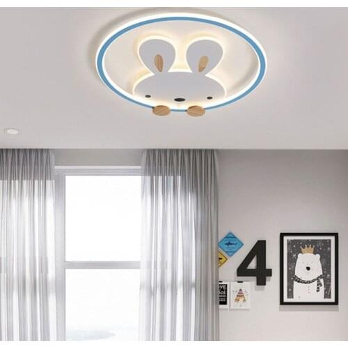 Modern LED Yellow Blue Pink Rabbit Ceiling Lamp for Bedroom Living Dining Children Baby Room Nursery Aisle Indoor Light Fixture