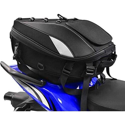 Motorcycle Seat Bag Tail Bag - Dual Use Motorcycle Backpack Waterproof PU Luggage Bags Motorbike Helmet Bag Storage Bags(Black)