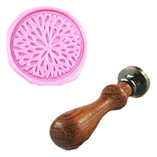 Vintage Fancy Flower Blossom Custom Picture Logo Wedding Invitation Wax Seal Sealing Stamp Rosewood Handle Set