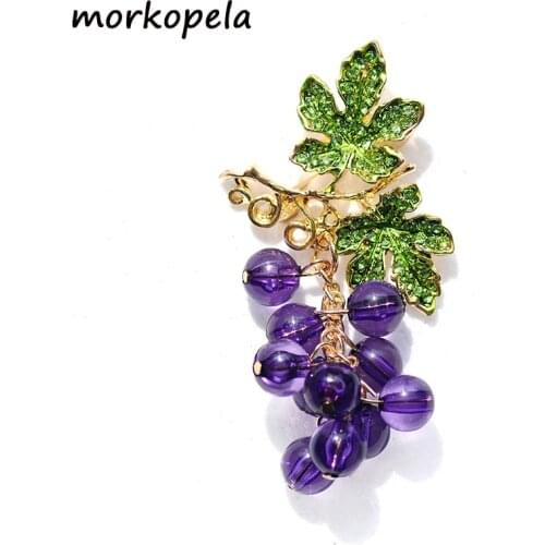 Morkopela Grape Fruit Brooch Metal Pins And Brooches Fashion Rhinestone Brooches For Women Gifts For Women Scarf Clip